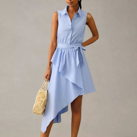 HTF Anthropologie Maeve Asymmetrical Sleeveless Shirt Dress